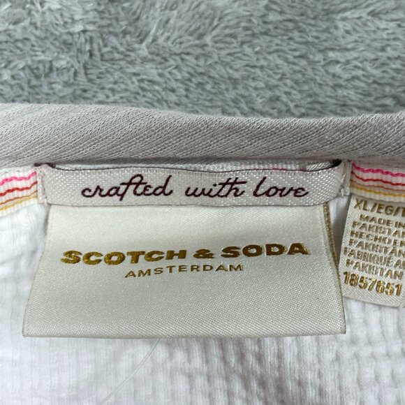 Scotch & Soda White Textured Crew Neck T-Shirt XL Cotton Modern Fit a0512 - Picture 4 of 9